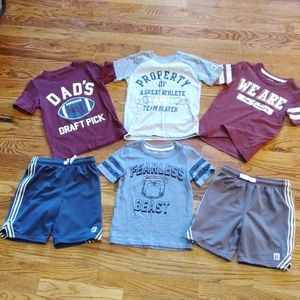 Set of Mix and match shirts and shorts.